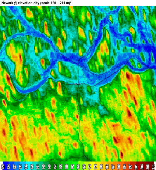 Zoom OUT 2x Newark, United States elevation map