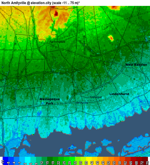 Zoom OUT 2x North Amityville, United States elevation map