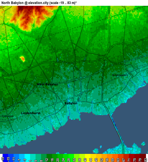 Zoom OUT 2x North Babylon, United States elevation map