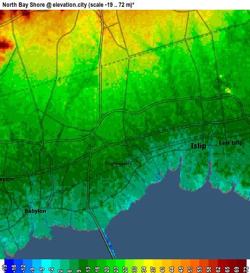 Zoom OUT 2x North Bay Shore, United States elevation map