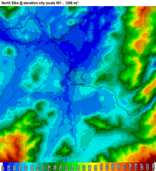 Zoom OUT 2x North Elba, United States elevation map