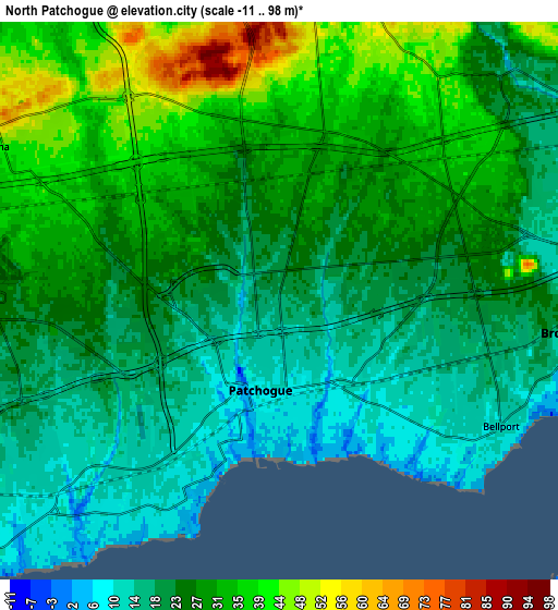 Zoom OUT 2x North Patchogue, United States elevation map