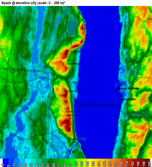 Zoom OUT 2x Nyack, United States elevation map