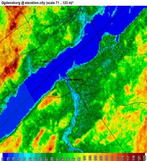 Zoom OUT 2x Ogdensburg, United States elevation map