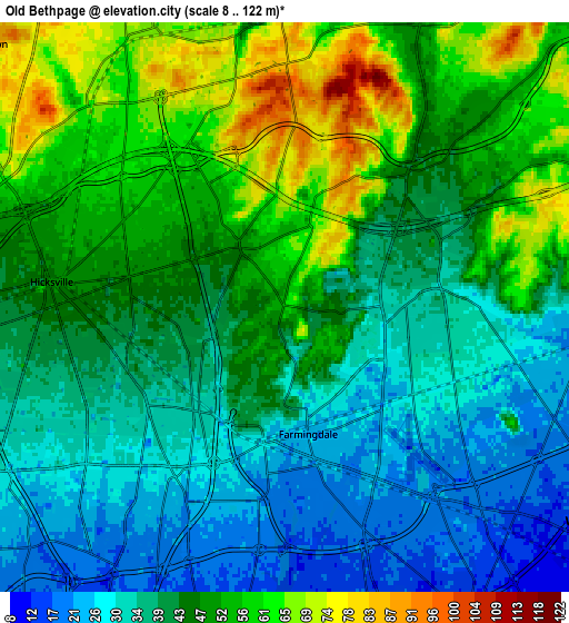 Zoom OUT 2x Old Bethpage, United States elevation map