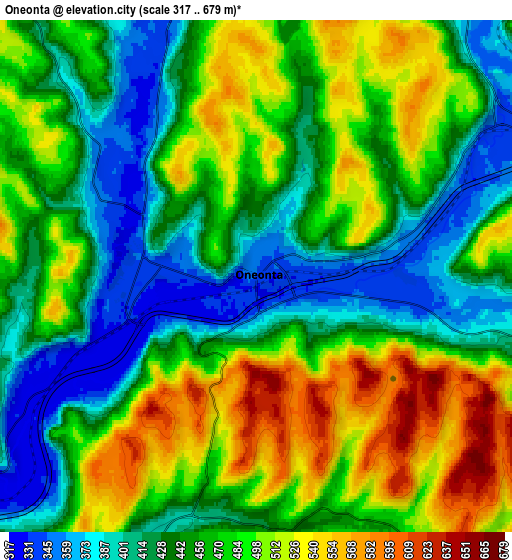 Zoom OUT 2x Oneonta, United States elevation map