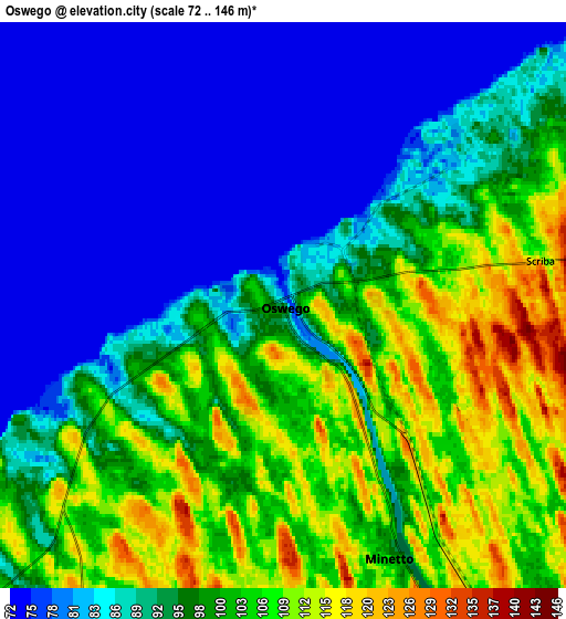 Zoom OUT 2x Oswego, United States elevation map