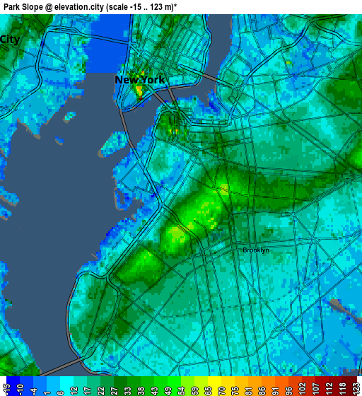 Zoom OUT 2x Park Slope, United States elevation map