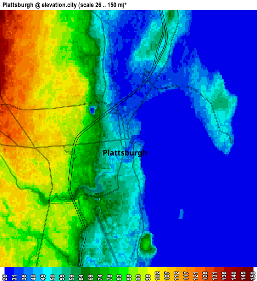 Zoom OUT 2x Plattsburgh, United States elevation map