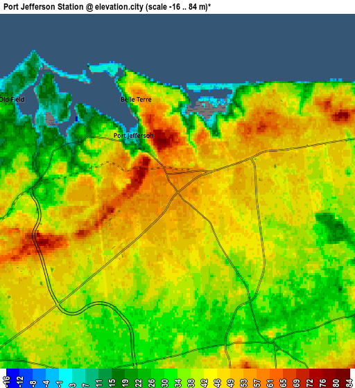 Zoom OUT 2x Port Jefferson Station, United States elevation map