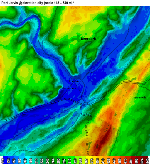 Zoom OUT 2x Port Jervis, United States elevation map