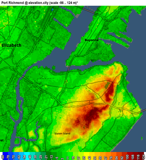 Zoom OUT 2x Port Richmond, United States elevation map