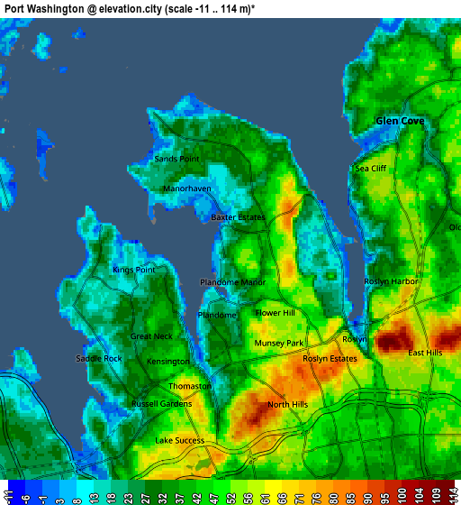 Zoom OUT 2x Port Washington, United States elevation map