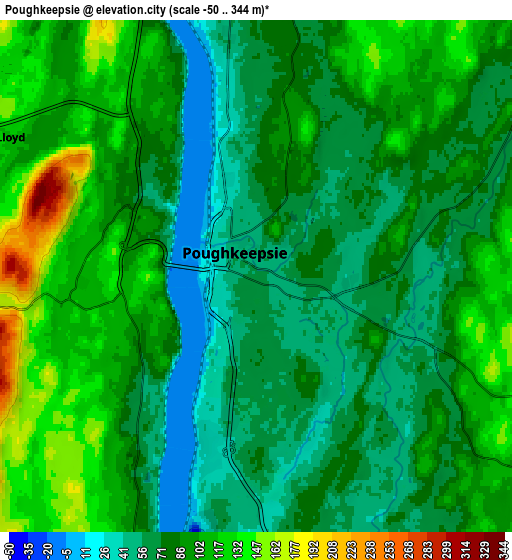 Zoom OUT 2x Poughkeepsie, United States elevation map