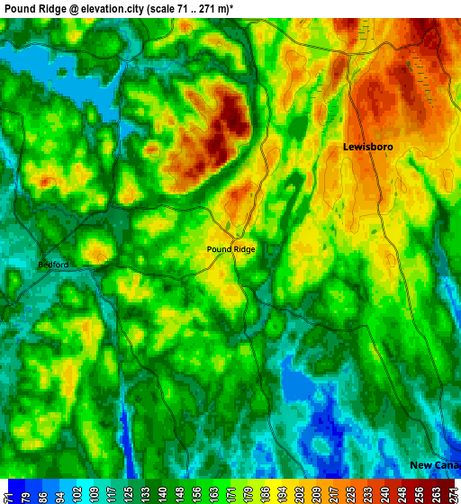 Zoom OUT 2x Pound Ridge, United States elevation map