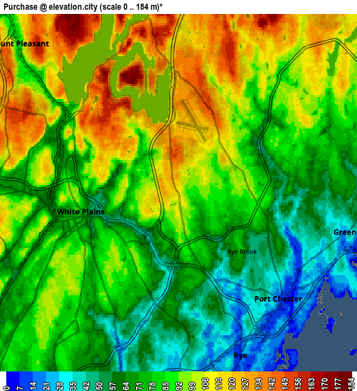 Zoom OUT 2x Purchase, United States elevation map