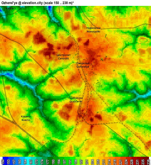 Zoom OUT 2x Ozherel’ye, Russia elevation map