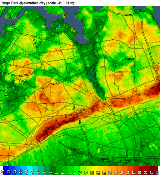 Zoom OUT 2x Rego Park, United States elevation map