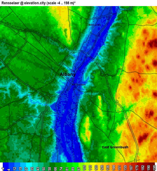 Zoom OUT 2x Rensselaer, United States elevation map