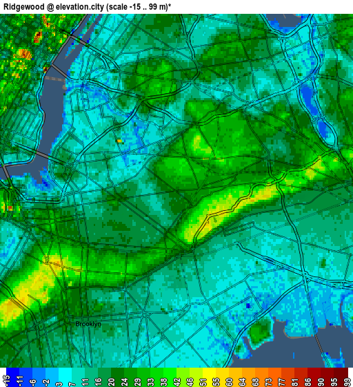 Zoom OUT 2x Ridgewood, United States elevation map