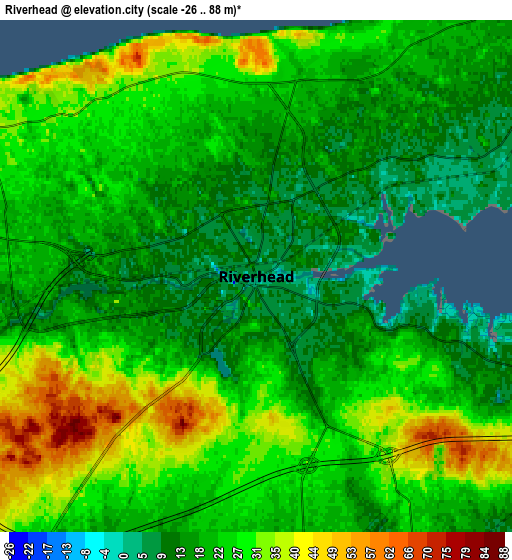 Zoom OUT 2x Riverhead, United States elevation map