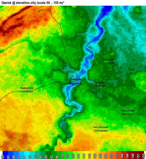 Zoom OUT 2x Ozërsk, Russia elevation map