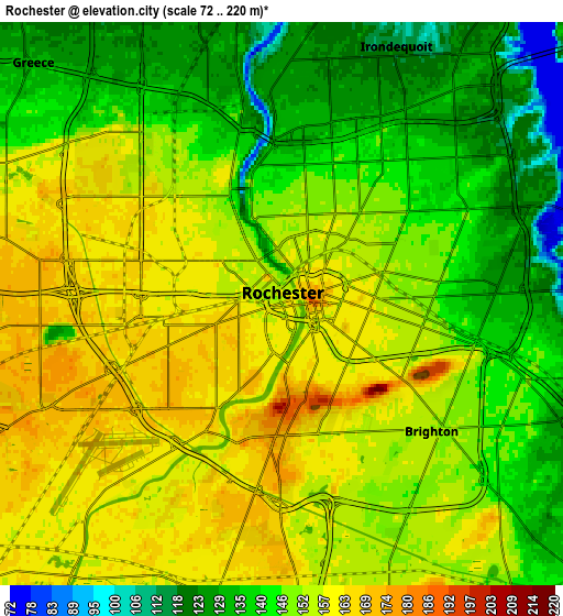 Zoom OUT 2x Rochester, United States elevation map