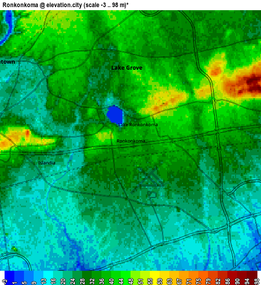 Zoom OUT 2x Ronkonkoma, United States elevation map