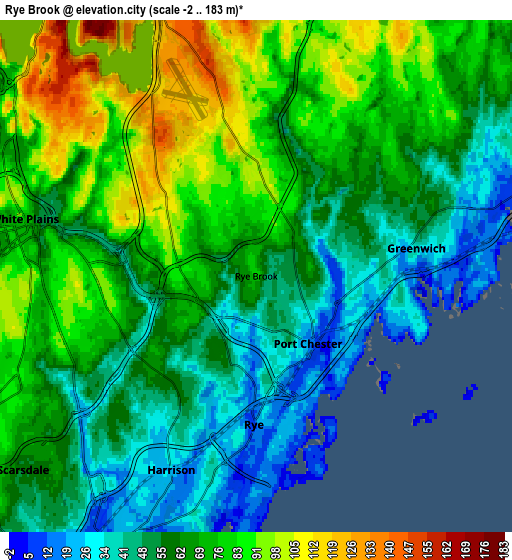 Zoom OUT 2x Rye Brook, United States elevation map