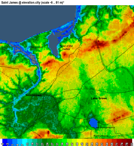 Zoom OUT 2x Saint James, United States elevation map