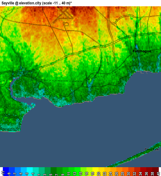 Zoom OUT 2x Sayville, United States elevation map