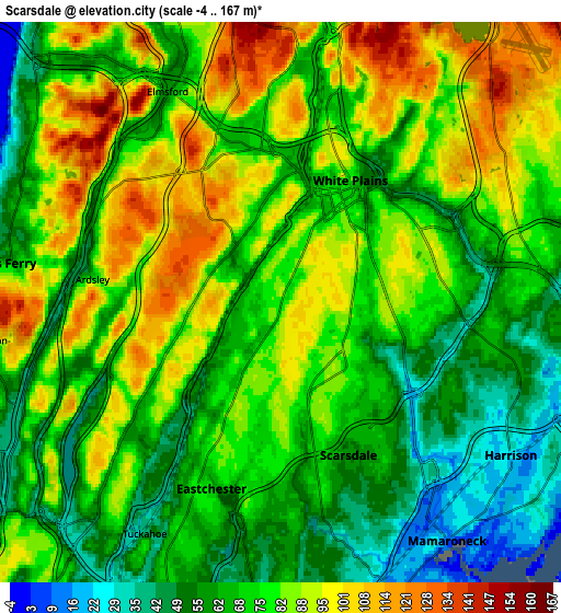 Zoom OUT 2x Scarsdale, United States elevation map