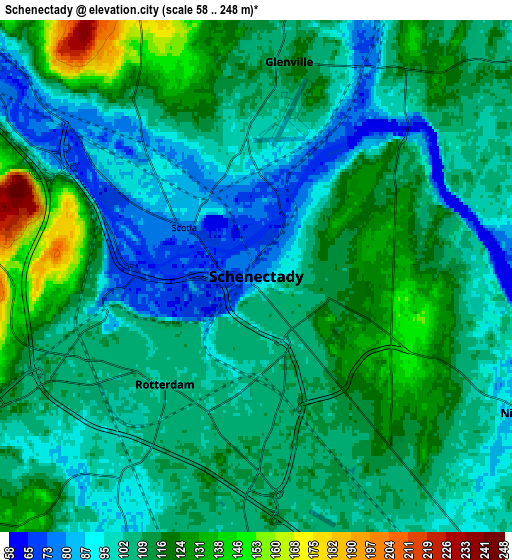 Zoom OUT 2x Schenectady, United States elevation map