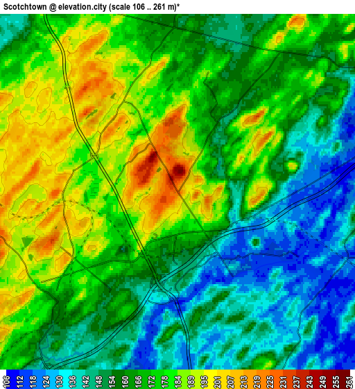 Zoom OUT 2x Scotchtown, United States elevation map