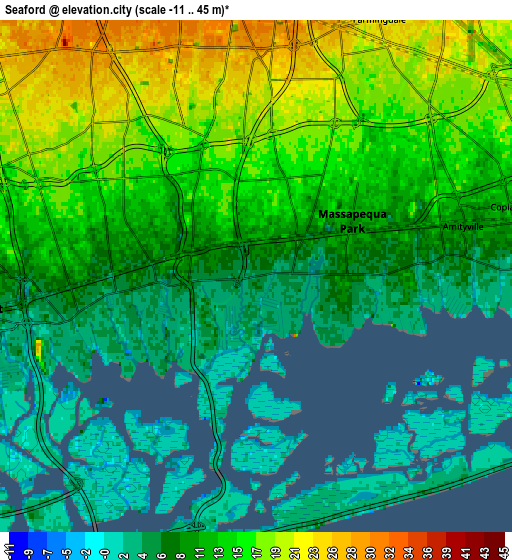 Zoom OUT 2x Seaford, United States elevation map