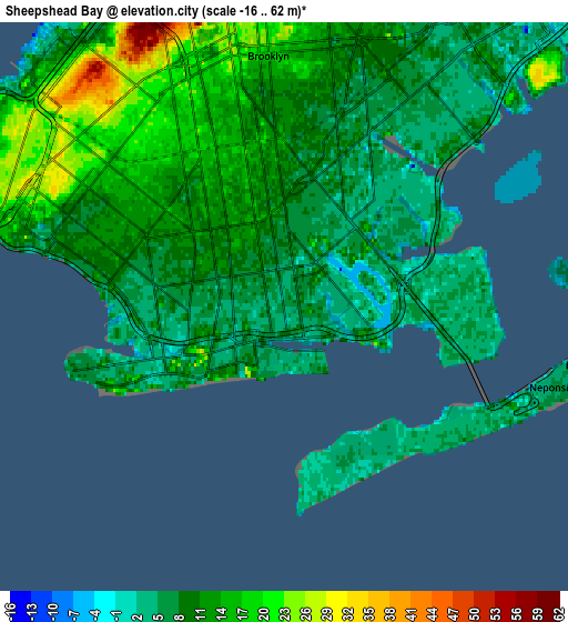 Zoom OUT 2x Sheepshead Bay, United States elevation map