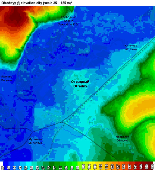 Zoom OUT 2x Otradnyy, Russia elevation map