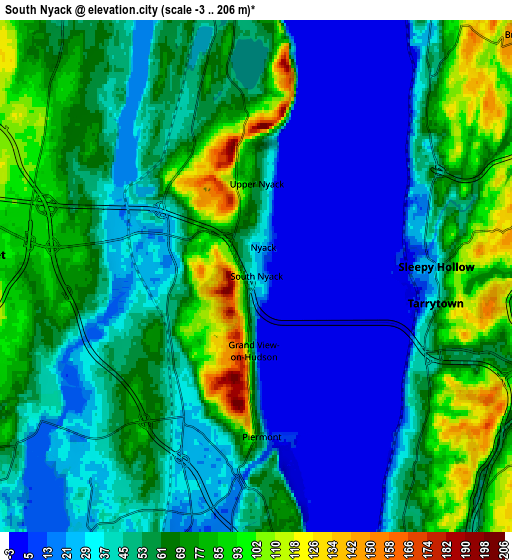 Zoom OUT 2x South Nyack, United States elevation map