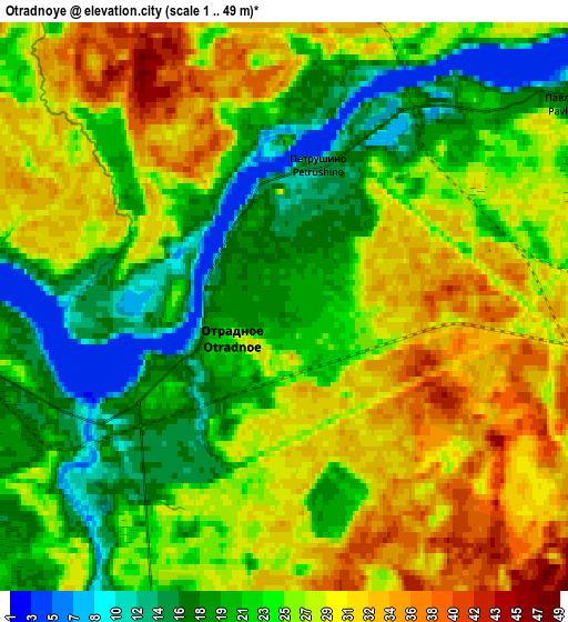 Zoom OUT 2x Otradnoye, Russia elevation map