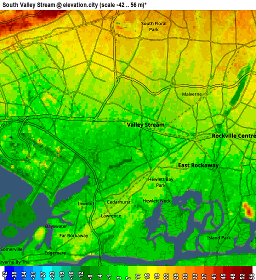 Zoom OUT 2x South Valley Stream, United States elevation map