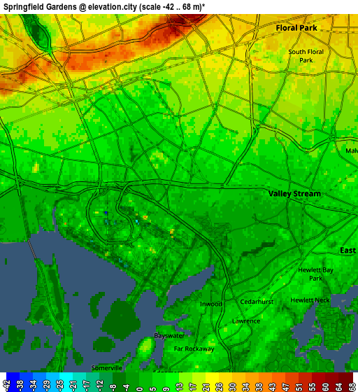 Zoom OUT 2x Springfield Gardens, United States elevation map