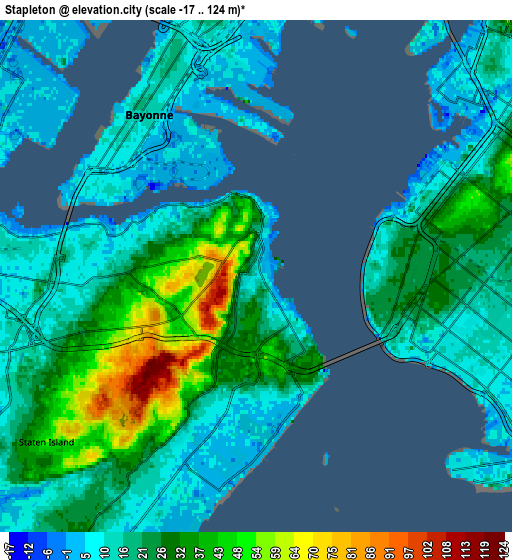 Zoom OUT 2x Stapleton, United States elevation map