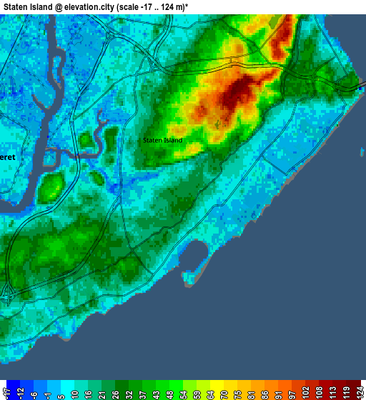 Zoom OUT 2x Staten Island, United States elevation map