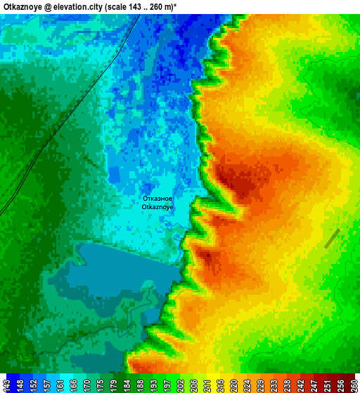 Zoom OUT 2x Otkaznoye, Russia elevation map