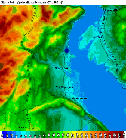 Zoom OUT 2x Stony Point, United States elevation map