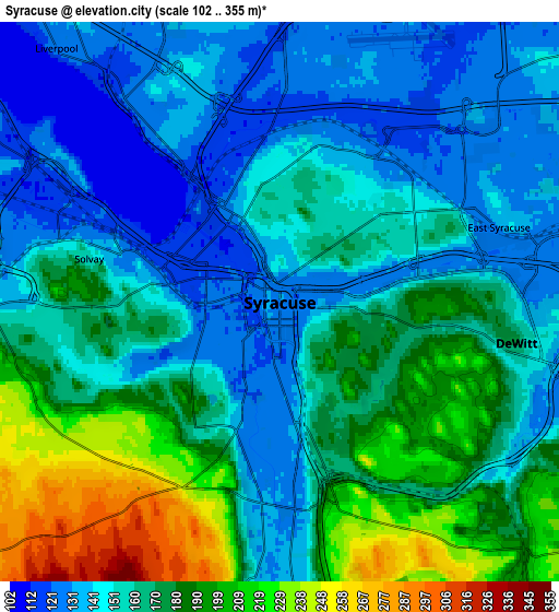 Zoom OUT 2x Syracuse, United States elevation map