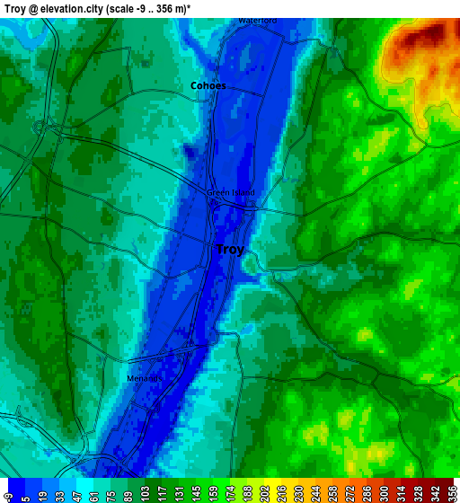 Zoom OUT 2x Troy, United States elevation map