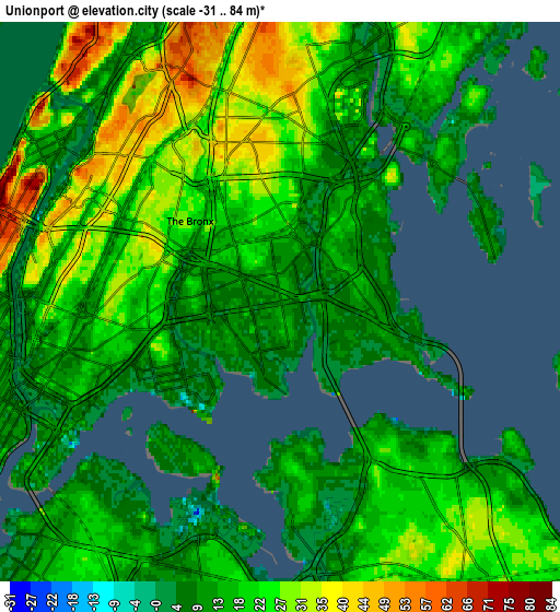 Zoom OUT 2x Unionport, United States elevation map
