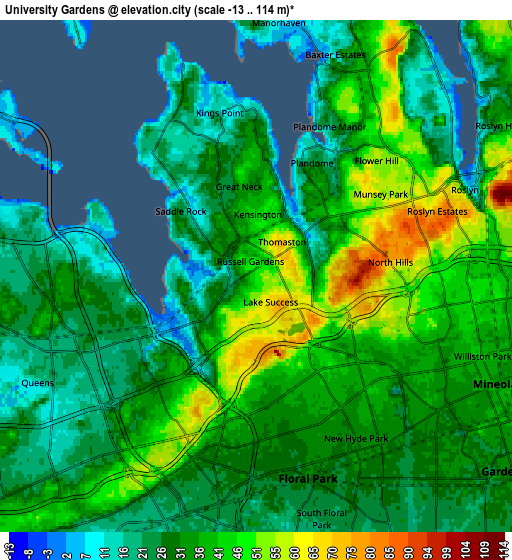 Zoom OUT 2x University Gardens, United States elevation map