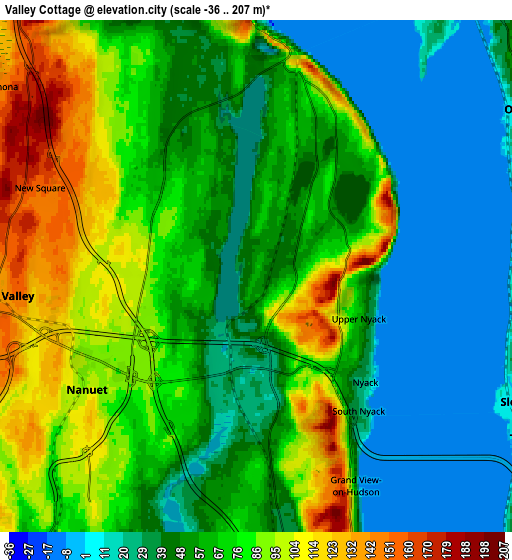 Zoom OUT 2x Valley Cottage, United States elevation map